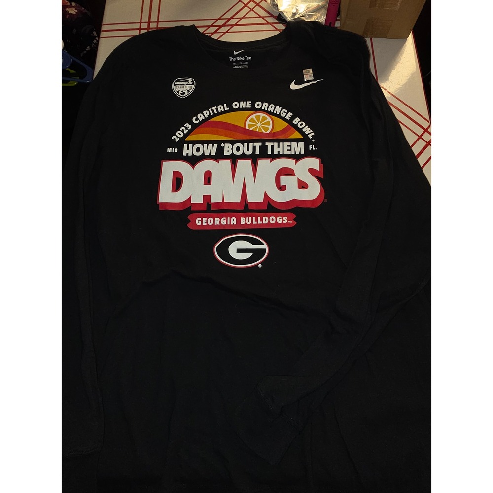 Nike Mens Georgia Bulldogs 2023 Orange Bowl Long Sleeve Shirt XXL Black 20453296